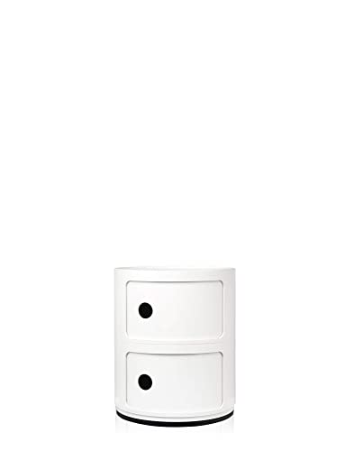 Kartell Componibili Contenitore 2 Elementi, Base Tonda, ABS, Bianco, 32 x 32 x 40 cm