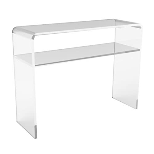LuceSolida - 'Ribbon Consolle con Mensola' Tavolino Consolle Plexiglass Trasparente Profondità 30 cm Varie Misure (60x30xh75 cm - Spessore 12 mm)