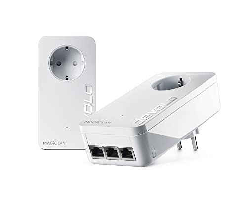 devolo Magic 2 LAN triple: Kit di base Powerline per una rete domestica stabile attraverso pareti e soffitti, tecnologia G.hn, 3 porte LAN Gigabit