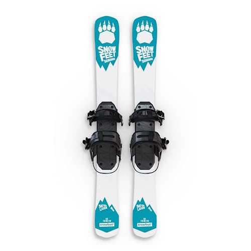 Skiboards by Snowfeet | 99 CM | Skiblades Snowblades Short Skis (Turquoise | Snowboard Bindings)
