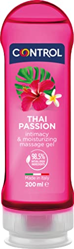 Control Thai Passion Gel Massaggio 2 in 1 A Base D'Acqua All'Aroma Di Fiori E Spezie con 98,5% di Ingredienti Naturali, 100% Made in Italy, 200 ml