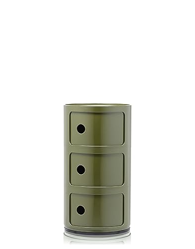 Kartell Componibili Contenitore 3 Elementi, ABS, Base Tonda, Verde, 32 x 32 x 59 cm