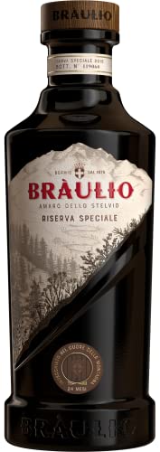 Braulio Riserva Amaro, Invecchiato Almeno 24 Mesi, A Base Di Erbe, Bacche E Radici, 24.7 Per Cento Volume, Bottiglia In Vetro Da 70 Cl