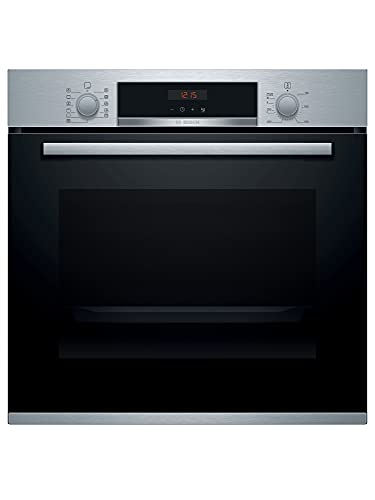 Bosch HBA574BR0 Serie 4, Forno da incasso, Pirolisi: pulizia del forno senza sforzo, Display LED rosso, 10 programmi, Acciaio, 60 x 60 cm