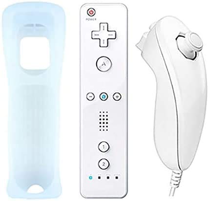 QUMOX Telecomando Wii, Remote di Gioco Controller con Custodia in Silicone e Cinturino da Polso per N. Wii e Wii U Bianco