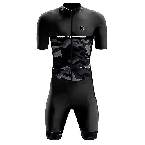 NUNOMO Tuta da Triathlon a Maniche Corte da Uomo, MTB Body Trisuit Cycling Skinsuit with Gel Pad per Nuoto/Corsa/Ciclismo, Abbigliamento Ciclismo Men's Elite Sleeveless Trisuit (TYP-2,L)