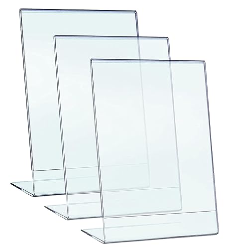 PAJADA - espositore a4, plexiglass trasparente, Pack da 3 con base a L, porta menu, per listini, avvisi da banco, portaprezzi