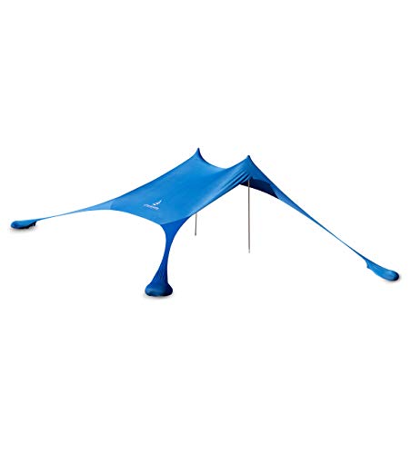 Tenda da spiaggia in lycra di alta qualità – pop-up Tent 'Ole' con aste in alluminio e ancoraggi a sabbia riempibili blu (210 x 210 cm)
