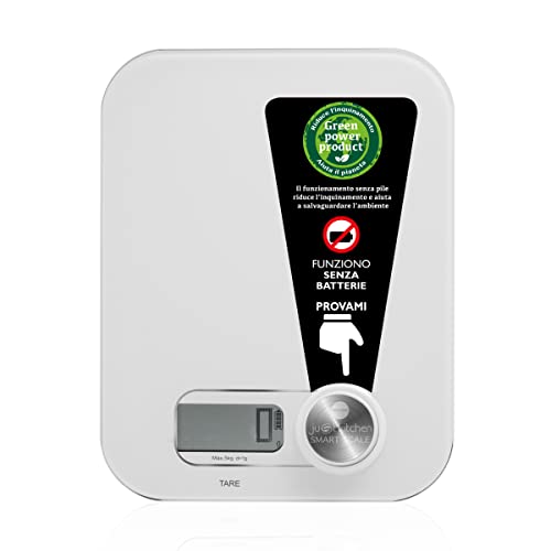 MACOM Just Kitchen 868 Smart Scale Bilancia Elettronica per Alimenti senza Batterie, Bianco