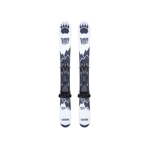 Mini sci corto per neve | Snowblade Skiboards | Snowfeet | 90 cm (per scarponi da sci | Bianco)