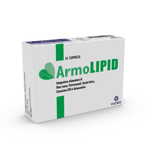 Armolipid integratore alimentare con Policosanoli, Riso rosso fermentato, Acido folico, Coenzima Q10 e Astaxantina 30 compresse