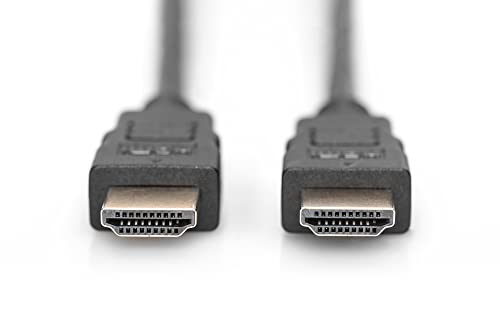 Digitus AK330107010S Cavo di Collegamento HDMI 4K 3D con Ethernet Connettori Dorati, 1 mt, Nero, 1.0 m, UHD 4K - Tipo A