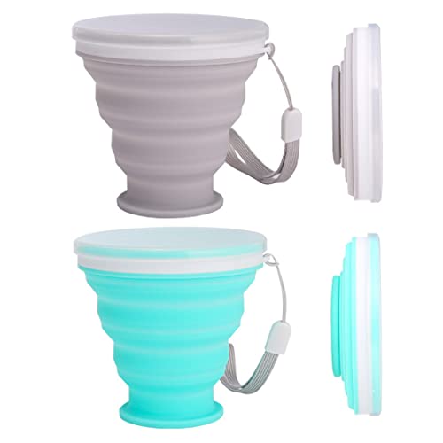 Fezf 2 confezioni di tazze d'acqua pieghevoli in silicone, da viaggio, campeggio all'aperto, escursionismo, uso domestico