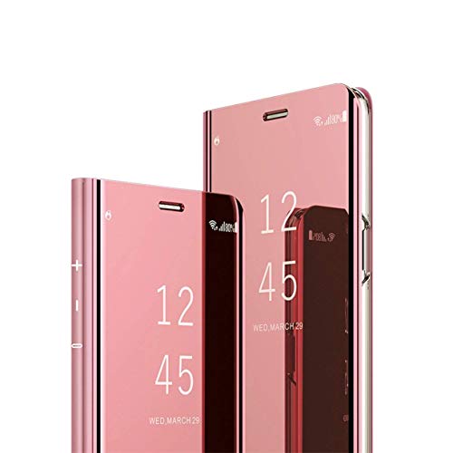 MRSTER Huawei Mate 10 Lite Cover, Mirror Clear View Standing Cover Full Body Protettiva Specchio Flip Custodia per Huawei Mate 10 Lite. Flip Mirror: Rose Gold