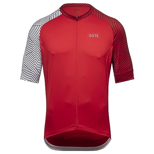 GORE Wear C5 Maglia a maniche corte da ciclismo per uomo, L, Rosso/Bianco