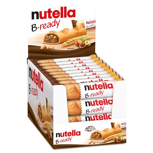 Nutella B-ready - 36 Snack Dolci Monoporzione, Croccante Cialda di Pane con un Cremoso Ripieno di Nutella, Dispenser da 792 gr