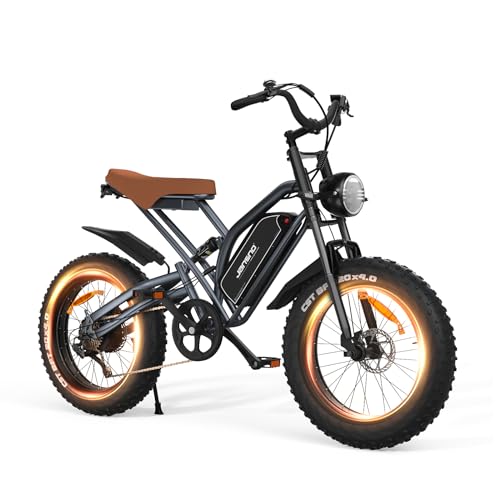 JANSNO X50 bicicletta elettrica 20 x 4 Fat Tire, con motore brushless, batteria a lunga autonomia, Shimano 7 spd, Freni a Disco Anteriori e Posteriori, bicicletta elettrica a pedali per adulti