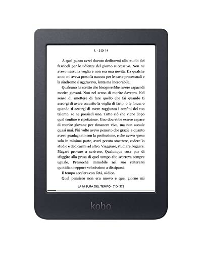 Kobo Nia | eReader | 6” Glare Free Touchscreen | Adjustable Brightness | Thin & Light | eBooks | WIFI | 8GB of Storage | Carta E Ink Technology | Black