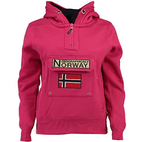 Geographical Norway GYMCLASS Lady - Felpa con Cappuccio E Tasche da Donna Casual - Felpa Logo Donna - Maniche Lunghe Comfort - Felpa Cappuccio Cotone Sportivo (Attraente Rosa M - Taglia 2)
