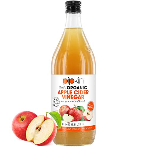 Aceto di mele Pipkin 100% biologico 946 ml, Con madre dell’aceto, Senza OGM, Pressato a freddo, Non raffinato, Non filtrato, Non pastorizzato, 5% di acidità, Vegetariano, Vegano e Kosher