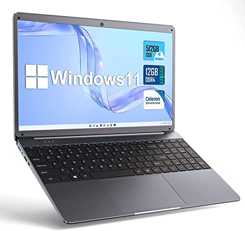 SGIN PC Portatile 15,6 pollici, 12 GB RAM 512 GB SSD Computer portatile 11 Home System Notebook, Celeron N5095, Up to 2.8Ghz, FHD 1920x1080, Bluetooth 4.2, 2.4/5.0G WiFi