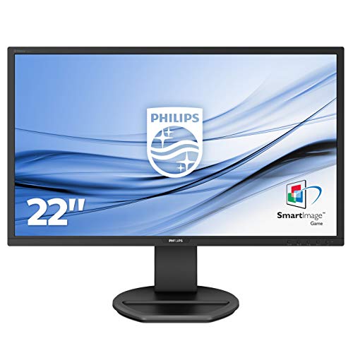Philips 221B8LJEB Monitor, 22' LED, Full HD, HDMI, Display Port, DVI, VGA, Hub USB, 1ms, Regolabile in Altezza, Girevole, Pivot, Inclinabile, Casse Audio Integrate, Flicker Free, Vesa, Nero