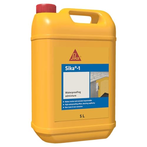 Sika - Sika-1, Giallo - Additivo impermeabilizzante per malte e betoncini cementizi - Liquido pronto all'uso - Facile dispersione - Bidoncini da 5kg