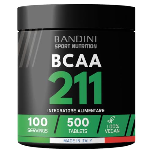 Bandini® AMINOACIDI RAMIFICATI BCAA 2 1 1 500 Compresse con Vitamina B1 e B6 - Integratore Amino 2.1.1 con Leucina, Isoleucina, Valina - Amminoacidi Tablets 211 Intra Pre Post Workout 100% Vegan