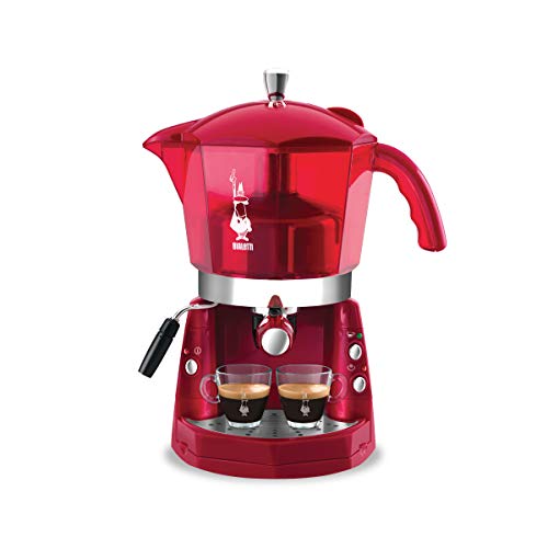 Bialetti Mokona, Macchina Caffè Espresso, Sistema Aperto (per Macinato, Capsule e Cialde),1050W, Rosso