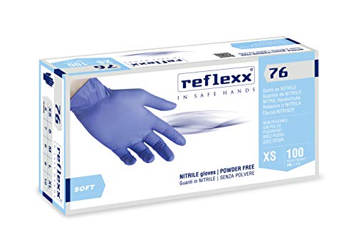 REFLEXX R76 / M Guanti senza nitrili senza polvere, taglia M, blu chiaro, 100 pezzi