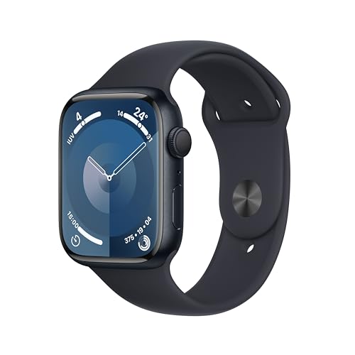 Apple Watch Series 9 GPS 45mm Smartwatch con cassa in alluminio color mezzanotte e Cinturino Sport mezzanotte - S/M. Fitness tracker, app Livelli O₂, display Retina always-on, resistente all’acqua