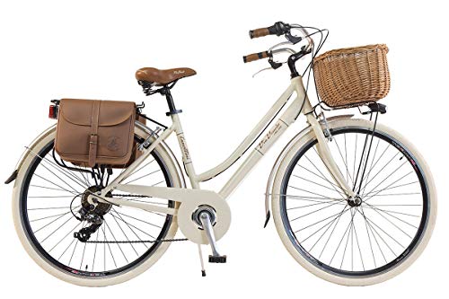 Via Veneto by Canellini - Citybike CTB, Bicicletta da donna vintage, in alluminio (crema, 46)