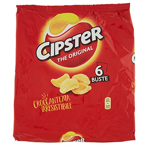 Cipster the Original, Chips di Patate Croccanti, Gusto Leggero e Forma Iconica, 132g (multipack 6 bustine da 22g)