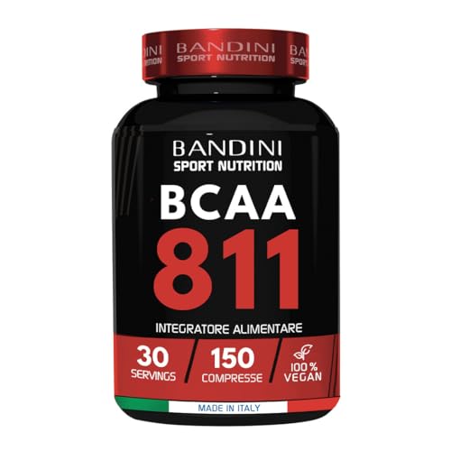 Bandini® BCAA 8.1.1 - Aminoacidi a catena ramificata con leucina, isoleucina, valina e Vitamina B1 e B6 - Senza Lattosio - Vegane - Integratore Pre e Post Workout - 150 compresse