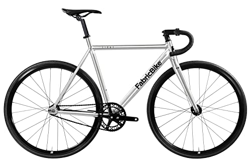 FabricBike Light PRO – Fixed Gear Bicicletta, Single Speed Fixie Completa mozzo, Telaio in Alluminio e Forcella, Ruote 28, 4 Colori, 3 Dimensioni, 8.45 kg (Taglia M) (M-54cm, Light Pro Polished)