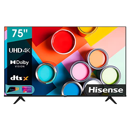Hisense 75' UHD 4K 2022 75A6FG Smart TV VIDAA 5.0, HDR Dolby Vision, Controlli vocali Alexa / Google Assistant, Tuner DVB-T2/S2 HEVC 10, lativù 4K