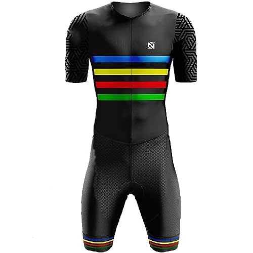 NUNOMO Tuta da Triathlon a Maniche Corte da Uomo, MTB Body Trisuit Cycling Skinsuit with Gel Pad per Nuoto/Corsa/Ciclismo, con imbottitura in gel, monopezzo (TYP-1,XL)