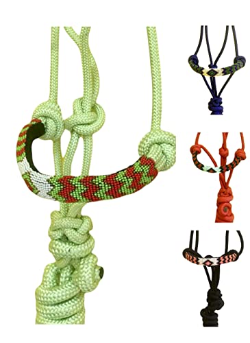Majestic Ally Capezza imbottita in corda intrecciata con naso con perline e guinzaglio abbinato da 3,4 m, colore: verde lime