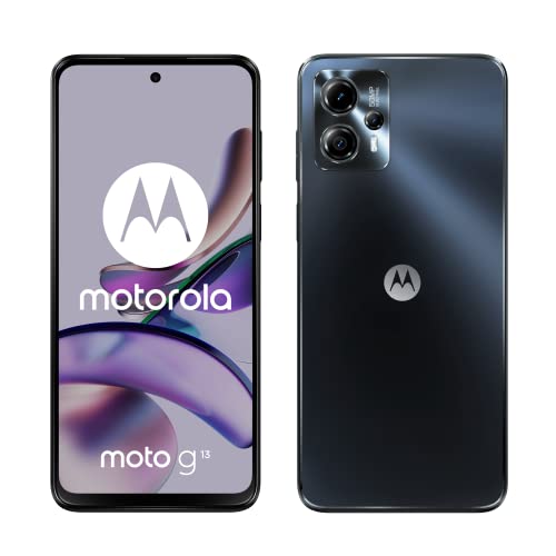 Motorola moto g13 (tripla fotocamera 50 MP, batteria 5000 mAH, Dolby Atmos Stereo Speakers, 4/128 GB espandibile, Display 6.53' 90Hz, NFC, Dual SIM, Android 13), Concrete Black, cover inclusa