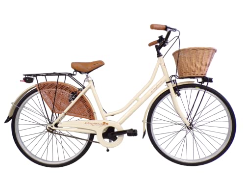 Daytona bicicletta donna da città bici da passeggio classica stile retro' vintage olanda 26 colore panna cesto vimini