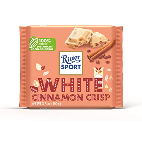 Ritter Sport Bianco Tavoletta di Cioccolato Bianco con Granella alla Cannella e Riso Soffiato, 100g
