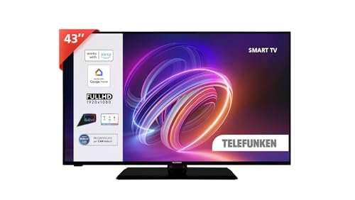 TELEFUNKEN Smart TV 43' Full HD TE43553B42V2KZ, TV LED 43 Pollici con Alexa Integrata, Compatibile con Alexa e Google Assistant, Digitale DVB-T2, Dolby Vision HDR10, Dolby Audio