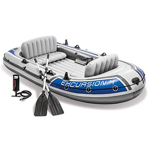 Kayak da Pesca Gonfiabile, Set di Gommoni per 4 Persone con Remi in Alluminio E Sport Acquatici con Pompa Ad Aria Ad Alto Rendimento