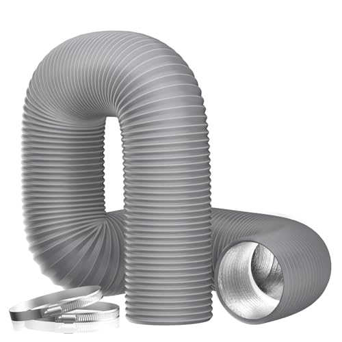 Hon&Guan 200mm Condotti Tubo di Ventilazione Flessibile in Alluminio PVC per Aerazione Domestica, Hydroponics (ø200mm*10m, Grigio)