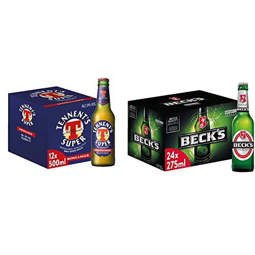 Tennent's Super, Birra Bottiglia - Pacco da 12x50cl & Beck's Pils, Birra Bottiglia - Pacco da 24x27,5cl