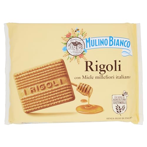 Mulino Bianco Biscotti Frollini Rigoli con Miele Italiano, Perfetti per la Colazione- 800 g