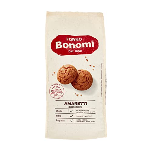 Forno Bonomi Amaretti, biscotti secondo la tradizione confezionati realizzati con i migliori prodotti naturali. Confezione da 300g