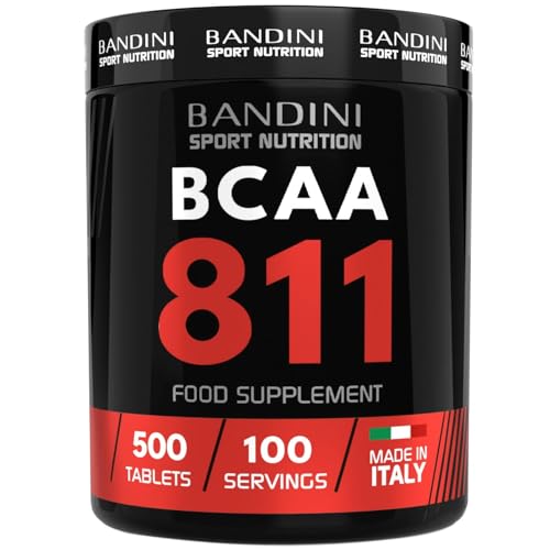 Bandini® BCAA 8.1.1-500 compresse - Aminoacidi ramificati a catena con leucina, isoleucina, valina e Vitamina B1 e B6 - Senza Lattosio - Vegane - Integratore alimentare Pre e Post Workout