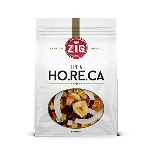 ZIG - HORECA - Misto frutta esotica Exotic mix snack| Ananas, papaia, cocco, uva, banana chips 1 Kg