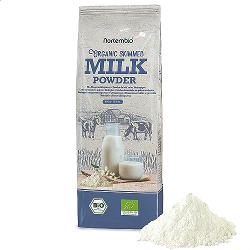 Nortembio Latte in Polvere Biologico 450 g. 100% Origine Naturale. Latte Scremato in Polvere senza Glutine né OGM. Latte per Adulti senza Conservanti né Additivi. Sigillato Ermeticamente.
